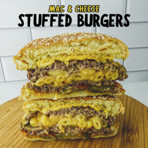 Mac and cheese stuffed burger recipe