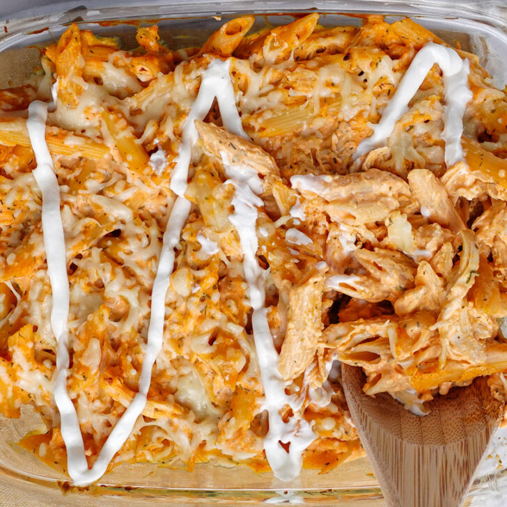 Buffalo Chicken Pasta Bake For Meal Prep