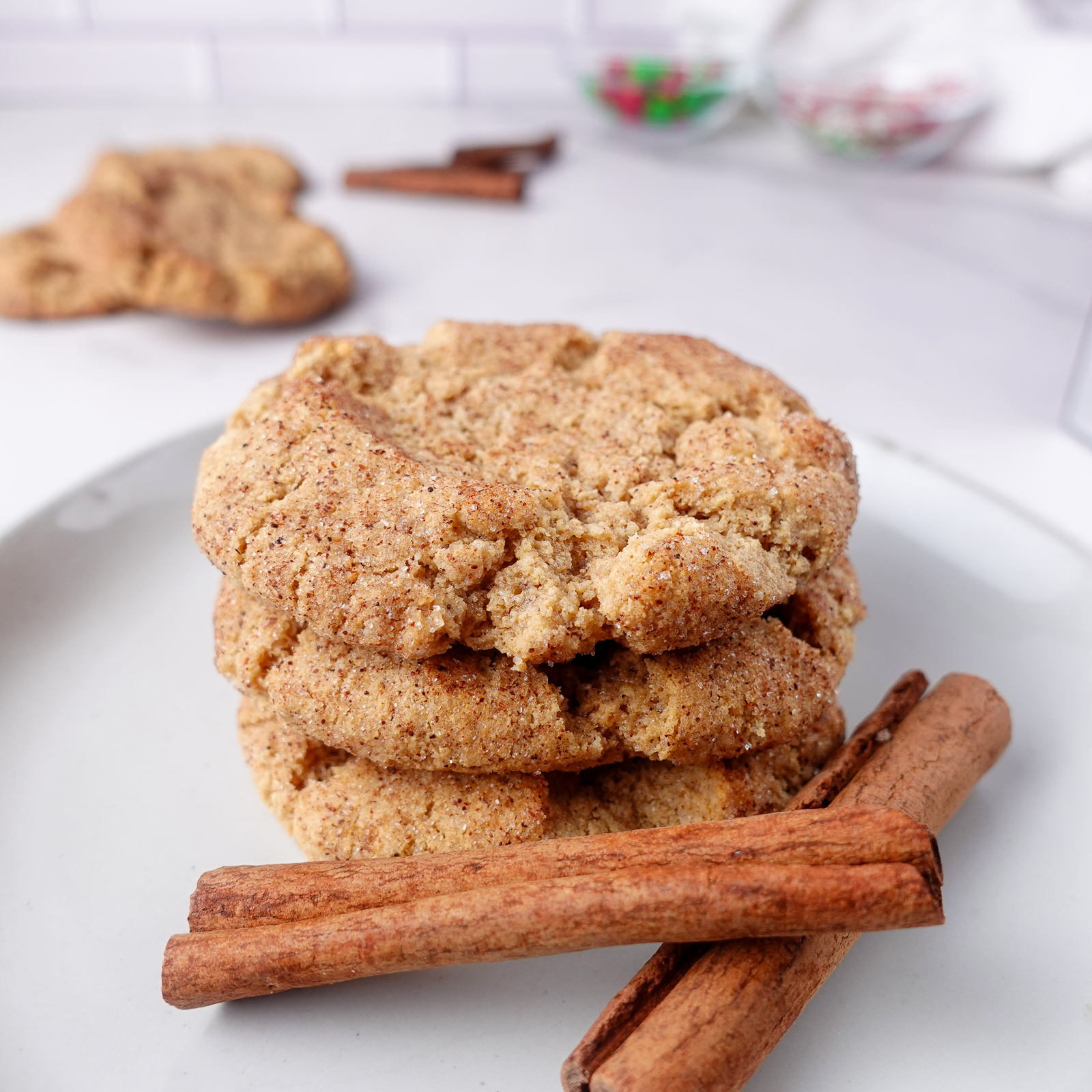 Plate of protein snickerdoodle cookies