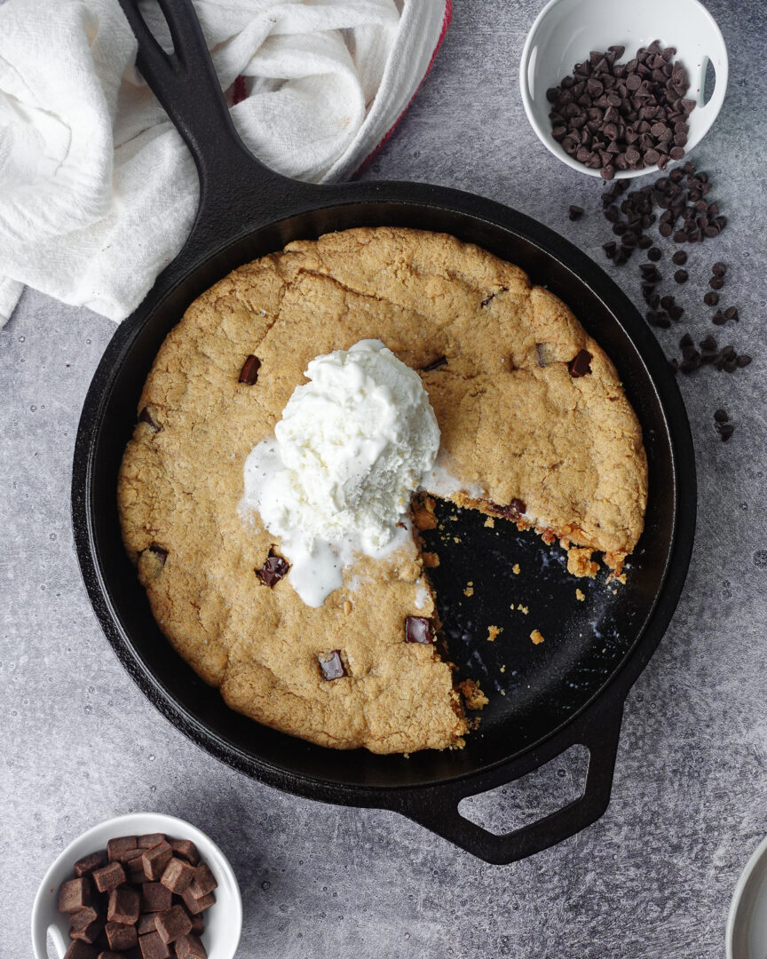 HighProtein Chocolate Chip Skillet Cookie