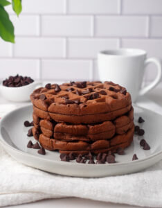 Chocolate protein waffle stack