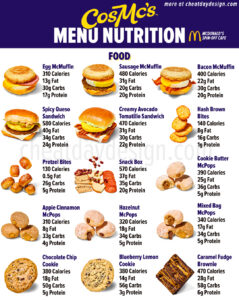 CosMc's food menu & calories