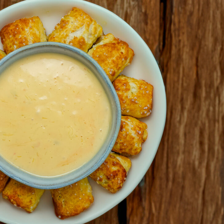 Protein Soft Pretzel Bites with High-Protein Cheese Dip