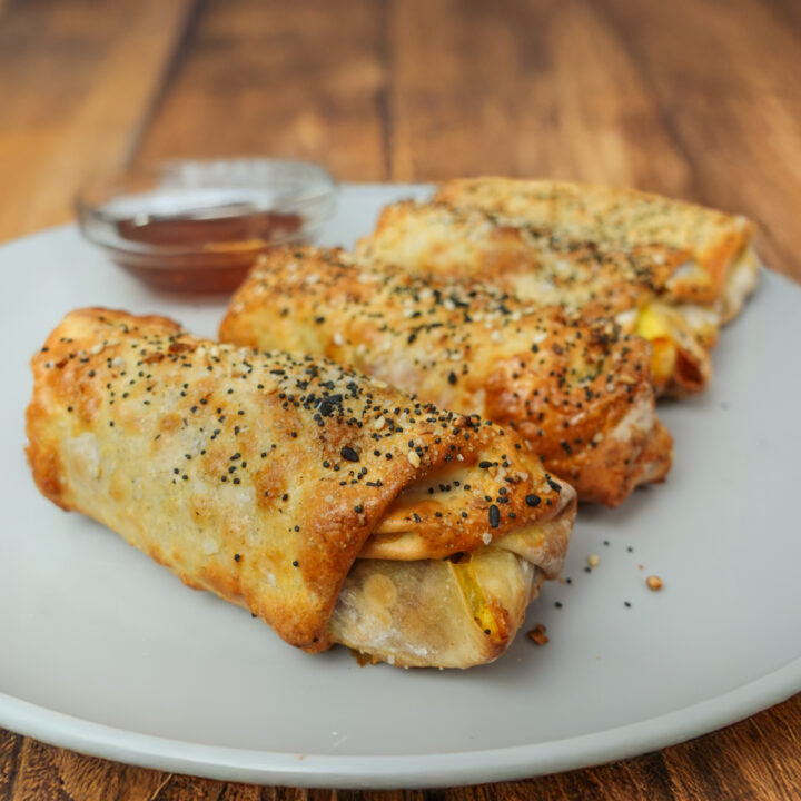 Plate of breakfast egg rolls