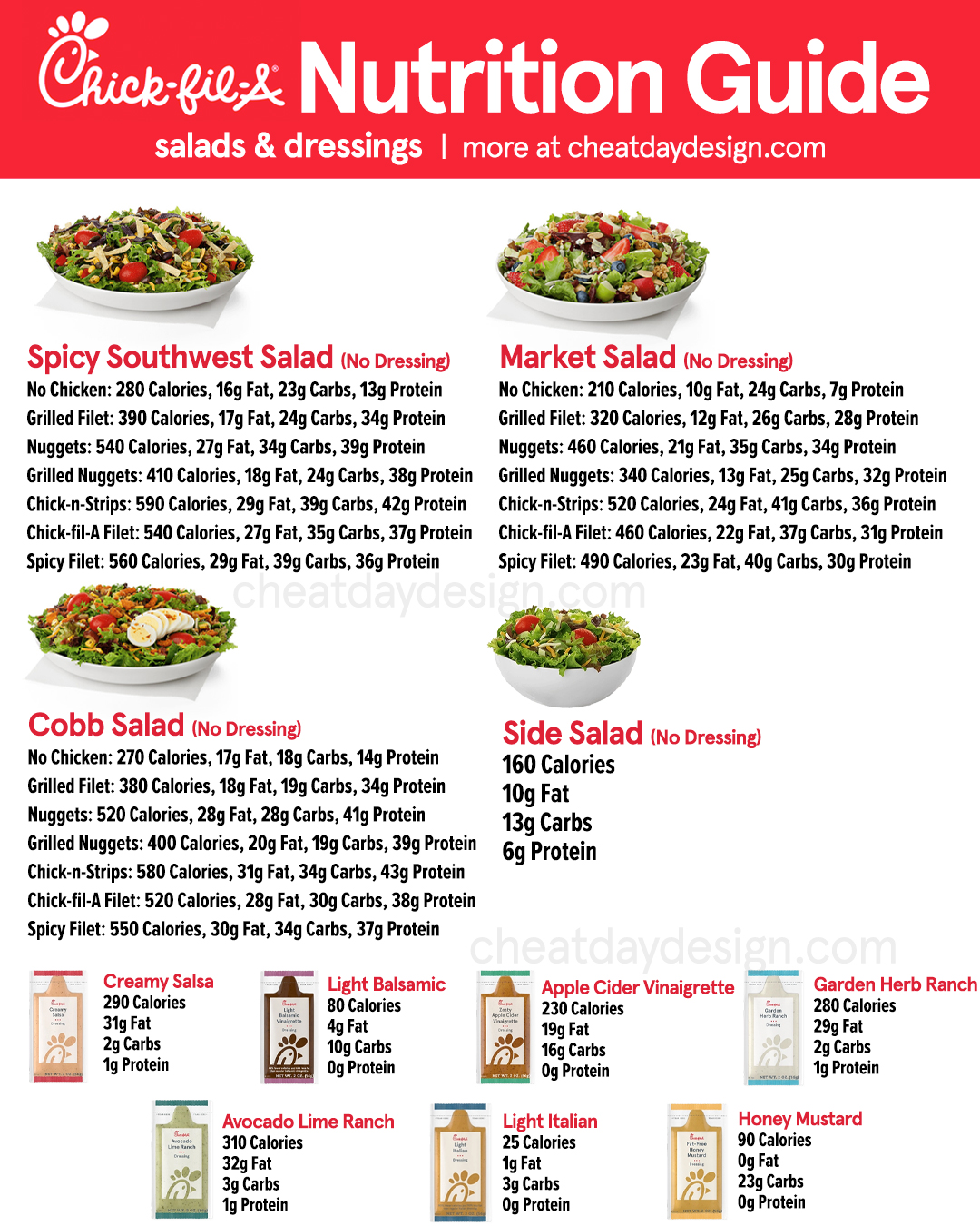 Chick-fil-A slad menu with nutrition facts